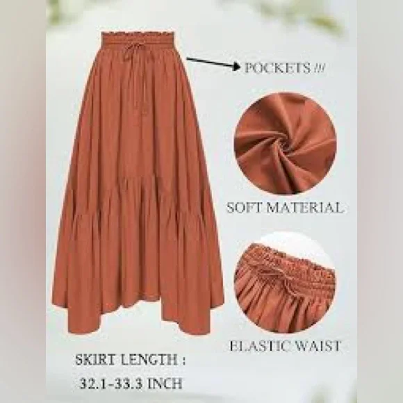 NWOT Scarlett Darkness Renaissance Boho Ruffle Skirt XL Terracotta Rust Red - Picture 3 of 8